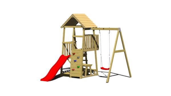 J8 Dječji toranj s toboganom, pješčanikom, klupom za piknik i jednom ljuljačkom