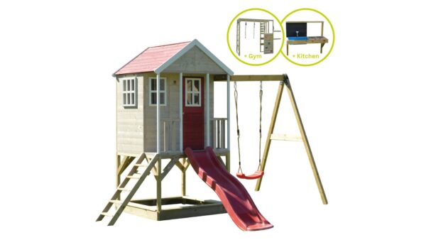 M10R-GK Nordijska avanturistička kuća s platformom i toboganom + teretana i dodatak za kuhinju