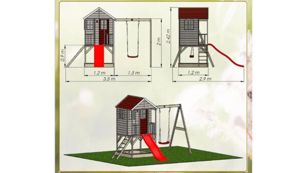 M10R Nordijska kuća s platformom, toboganom i jednom ljuljačkom8
