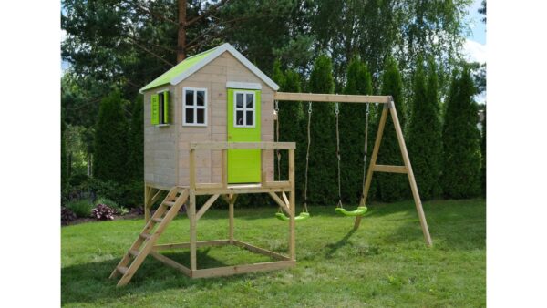 M27-K Ház emelvénnyel és dupla hintával + konyhával